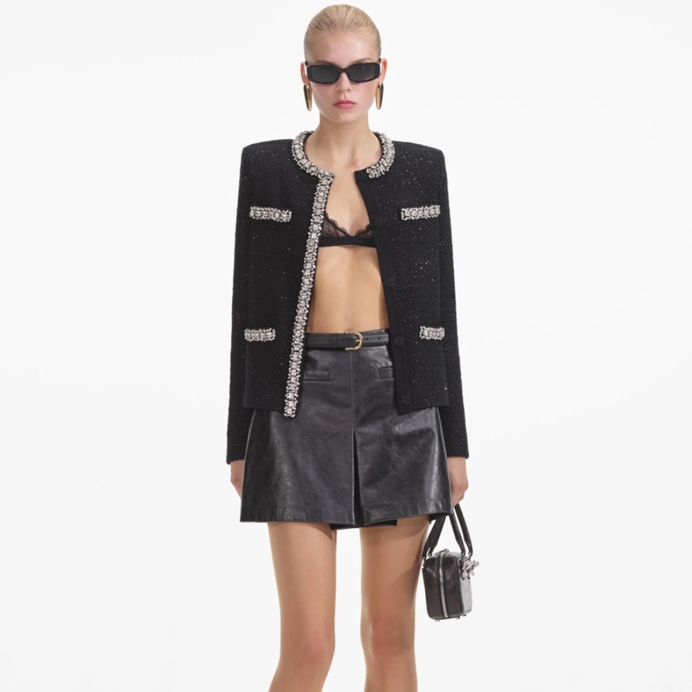 self-portrait Black Sequin Knit Cardigan - Size: Small - MSRP $585 - NWT